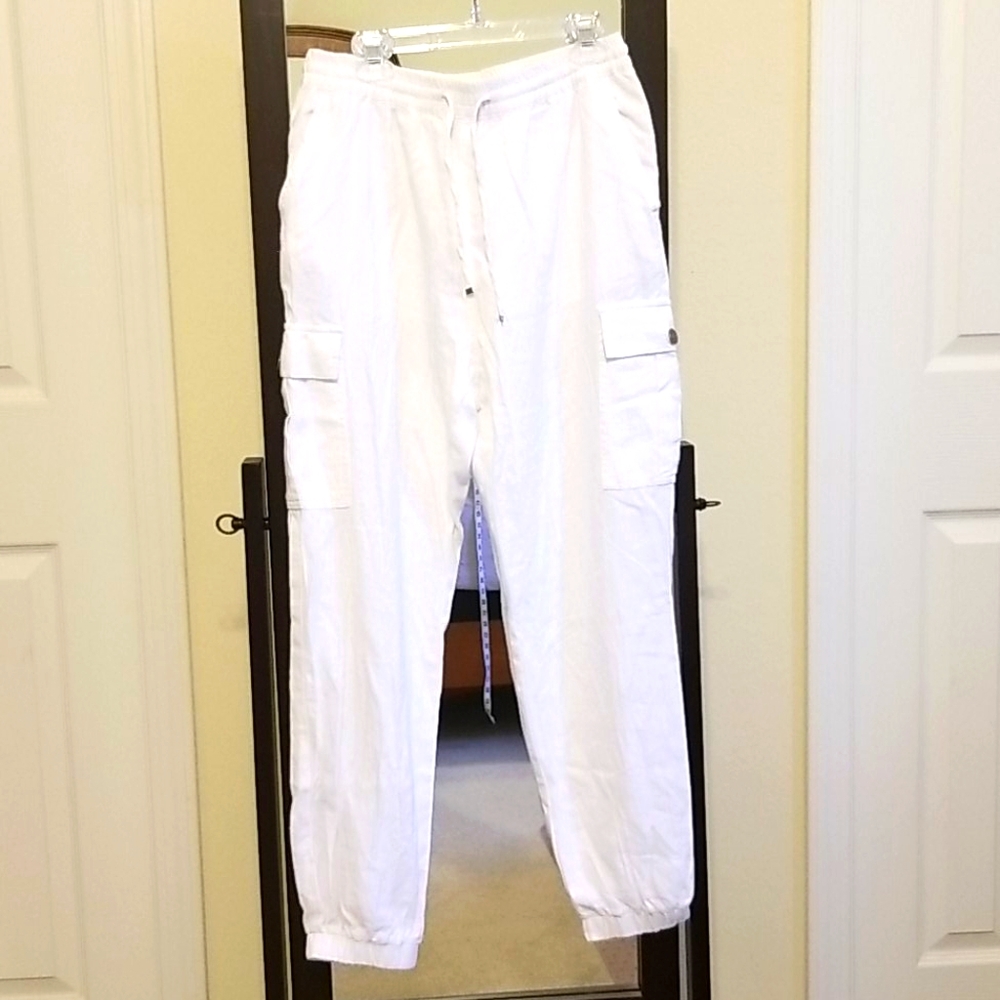 Love Tree white Linen jogger Pants